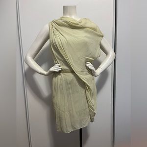 Helmut Lang silk chiffon dress in light green.